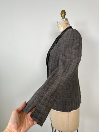 Blazer cintré tartan à revers modulables (XS)