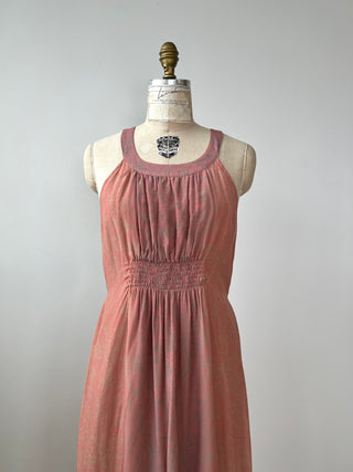 Robe maxi à imprimé rose sable lavable (4/6)