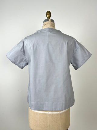 Top bleu de gris en coton 2 tissages (6-8-12)