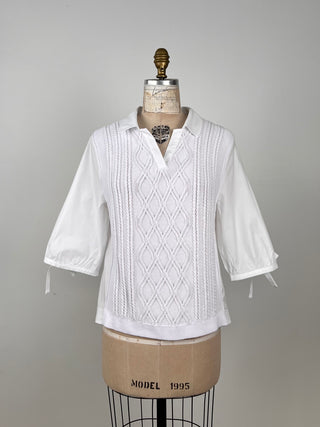 White cotton blouse sweater (M+XL)