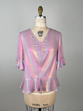 Rainbow Holographic Lilac Ruffle Blouse (6) *imp*
