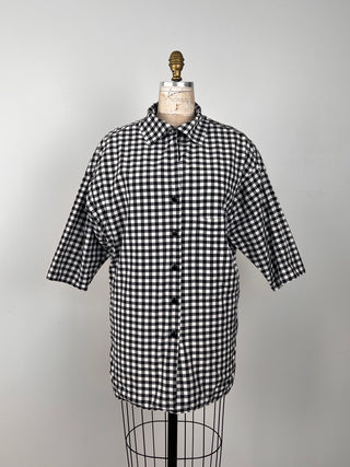 Chemise/peignoir homme à carreaux noir et blanc (S)