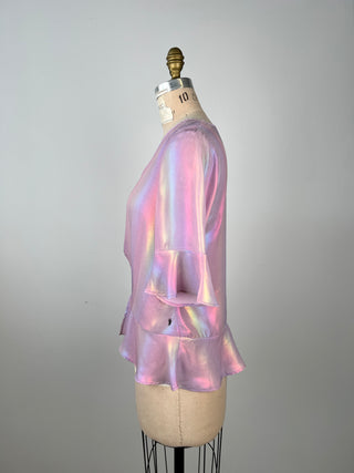 Rainbow Holographic Lilac Ruffle Blouse (6) *imp*