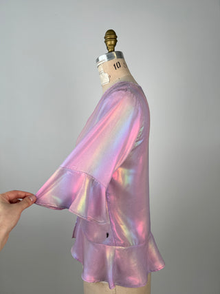 Rainbow Holographic Lilac Ruffle Blouse (6) *imp*
