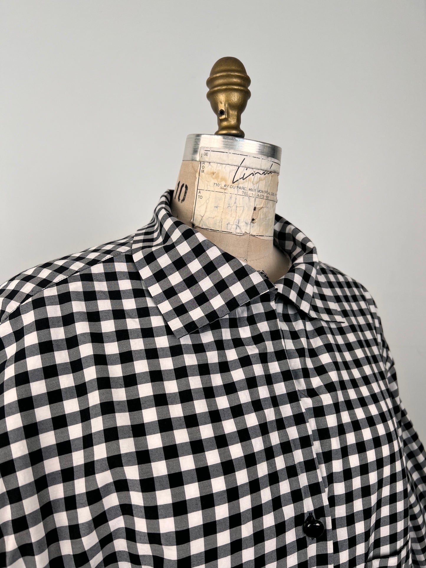 Chemise/peignoir homme à carreaux noir et blanc (S)