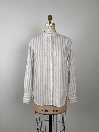 White blouse with taupe stripes (6)