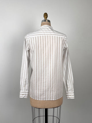 White blouse with taupe stripes (6)