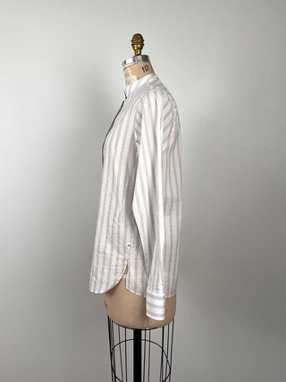 White blouse with taupe stripes (6)