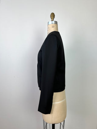 Blazer trompe l'oeil en laine vierge noire (XS)