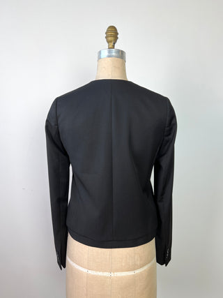 Blazer trompe l'oeil en laine vierge noire (XS)