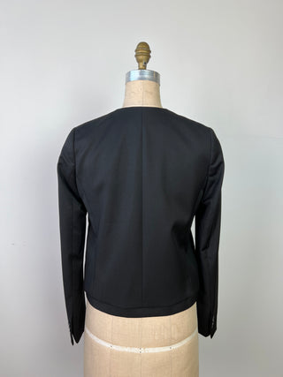 Blazer trompe l'oeil en laine vierge noire (XS)