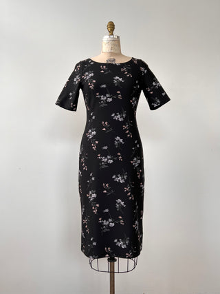 Robe florale noire lavable (S+M)