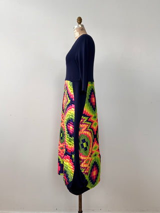 Neon jacquard balloon dress (S)