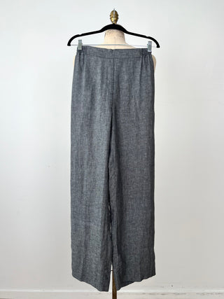 Pantalon palazzo en lin anthracite (6)