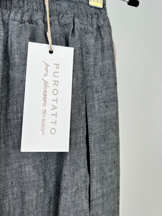 Pantalon palazzo en lin anthracite (6)