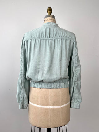 Silky bomber jacket in sea green lyocell (6)