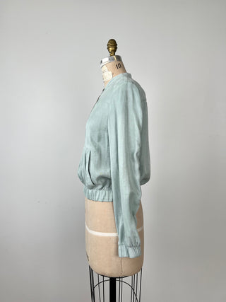 Silky bomber jacket in sea green lyocell (6)