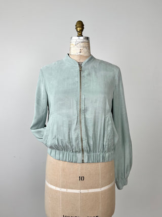 Silky bomber jacket in sea green lyocell (6)