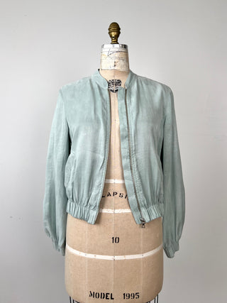 Silky bomber jacket in sea green lyocell (6)