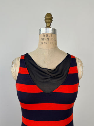 Orange and navy striped top (XS)