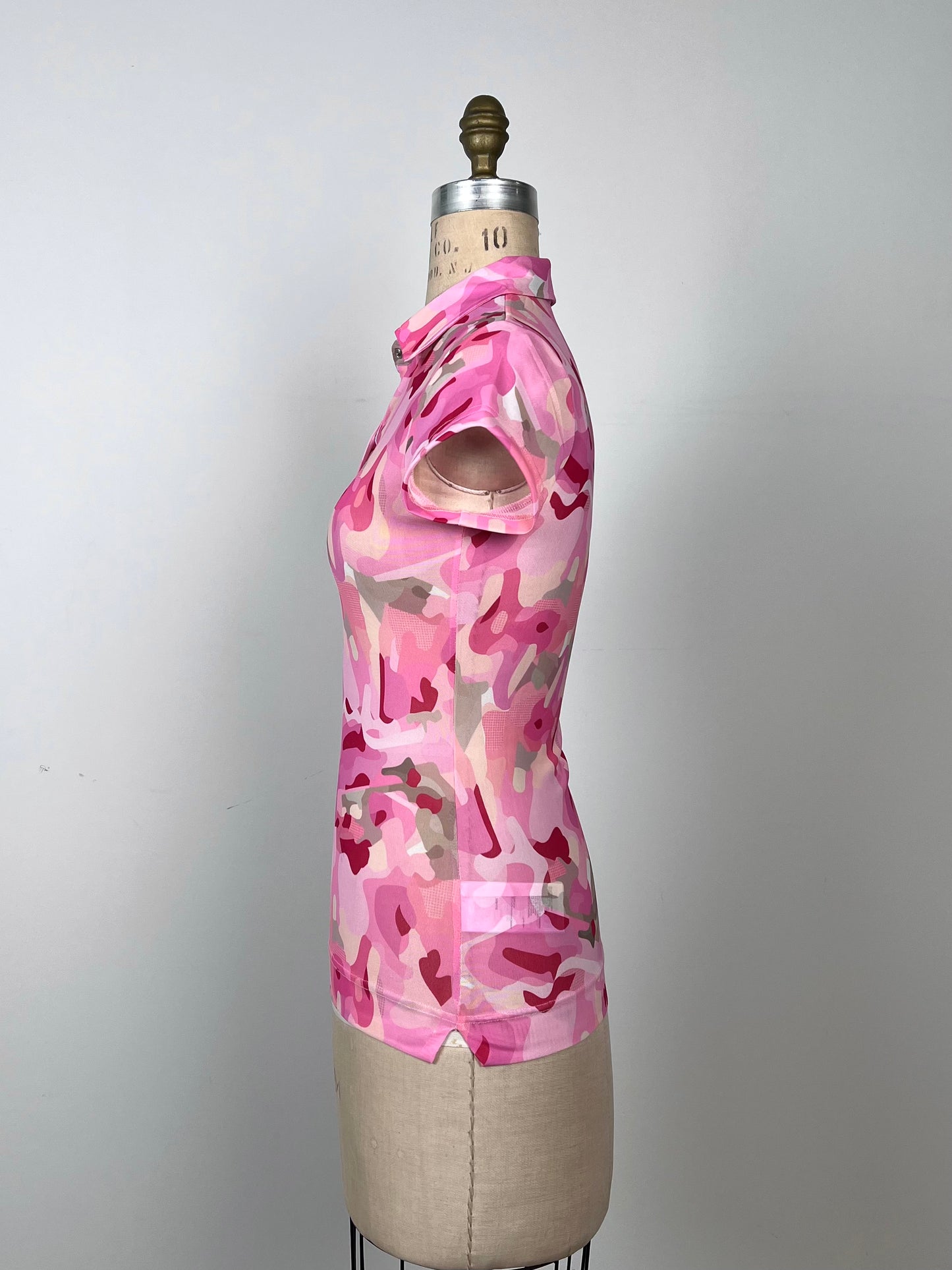 Polo en microfibre diaphane camouflage rose (XS)