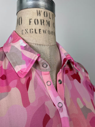 Polo en microfibre diaphane camouflage rose (XS)