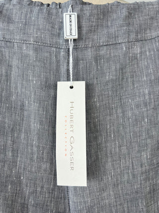 Pantalon ample en lin gris tramé blanc (6 et 8)