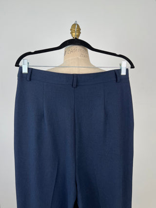 Navy pleated wide leg pants (10)