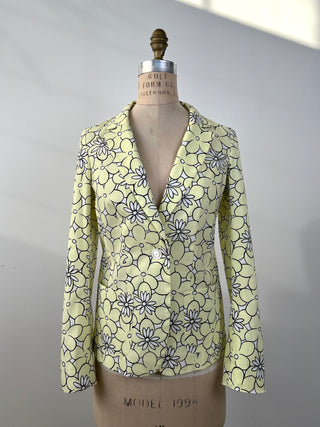 Blazer floral jaune tendre (4 et 6)