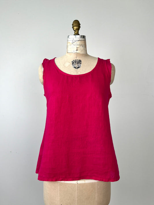 Top évasé en lin fuchsia (M)