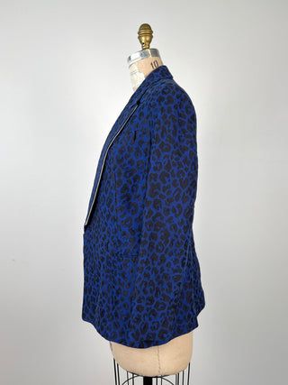 Royal Blue Leopard Print Cotton Blend Blazer (XS)