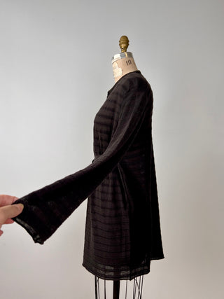 Dark Chocolate Sheer Striped Knit Jacket (TU)