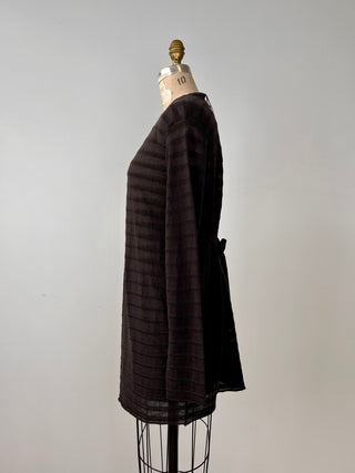 Dark Chocolate Sheer Striped Knit Jacket (TU)