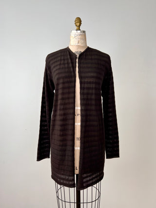 Dark Chocolate Sheer Striped Knit Jacket (TU)