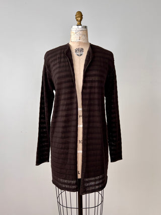 Dark Chocolate Sheer Striped Knit Jacket (TU)