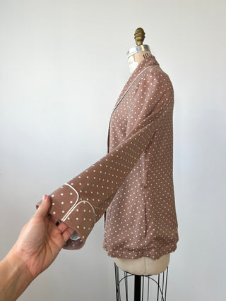 White Polka Dot Cafe Latte Blazer (S)