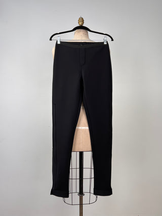 Black wetsuit effect pants with side zips (M)