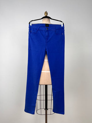 Pantalon stretch effet denim bleu cobalt (16)