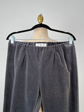 Pantalon cigarette en velours lisse gris (10 et 12)