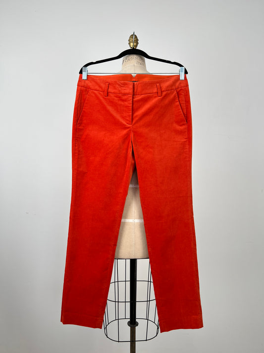 Pantalon tailleur en velours orange lavable (10)