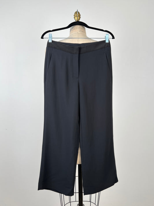 Pantalon blue/black écourté à taille satin noir (4)