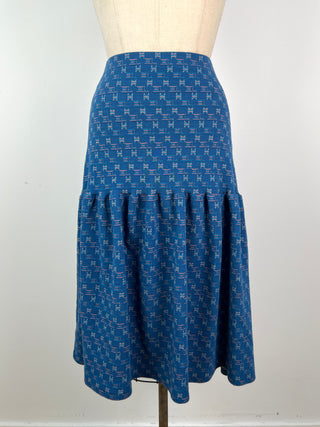 Jupe/Robe bleue à imprimé corail métallisé (XS)