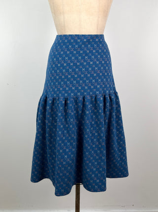 Blue Metallic Coral Print Skirt/Dress (XS)