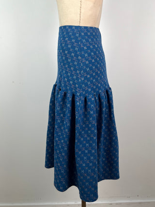 Blue Metallic Coral Print Skirt/Dress (XS)