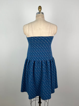 Blue Metallic Coral Print Skirt/Dress (XS)