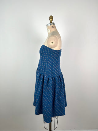 Blue Metallic Coral Print Skirt/Dress (XS)