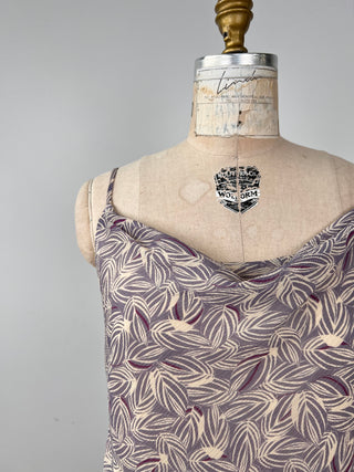 Lavender chiffon top with plant print (0 to 4)