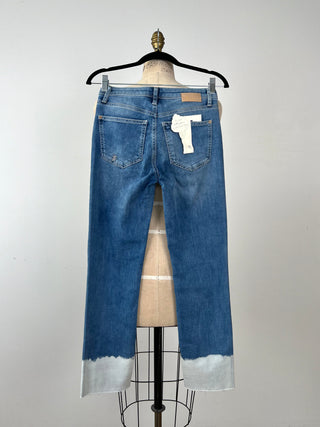 Pantalon en denim à ourlets délavés (XS)