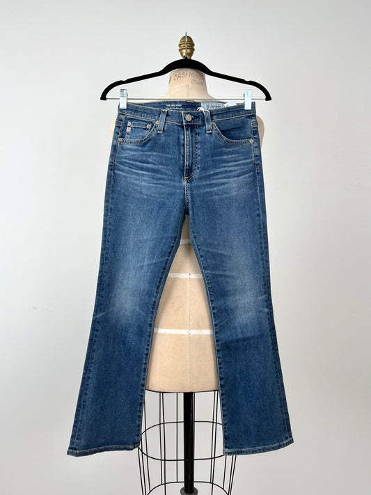 Pantalon bootcut en denim bleu effet usé (26)