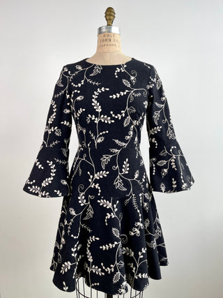 Anthracite skater dress with cream embroidery (6)